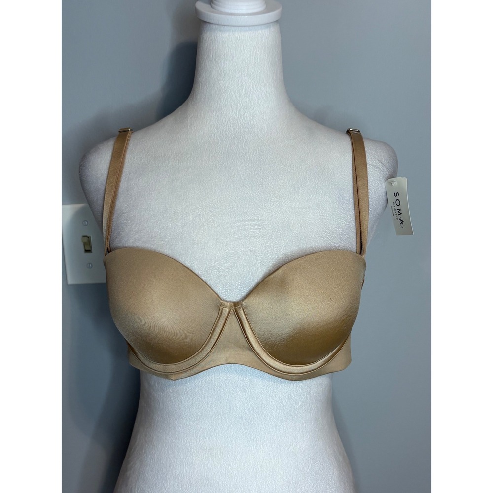 Soma Vanishing Strapless Multi-Way Bra 36A Warm Amber nude 570255677 NEW